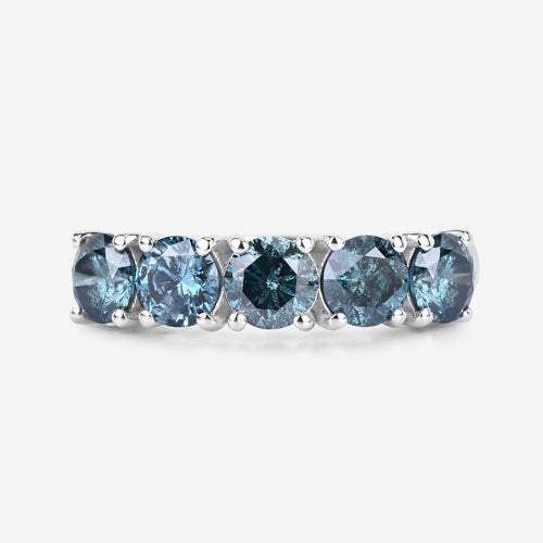 Anillo de oro blanco de 14K con diamante azul auténtico de 1,22 quilates