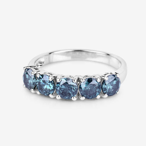 Anillo de oro blanco de 14K con diamante azul auténtico de 1,22 quilates