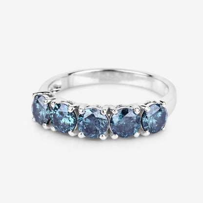 Anillo de oro blanco de 14K con diamante azul auténtico de 1,22 quilates