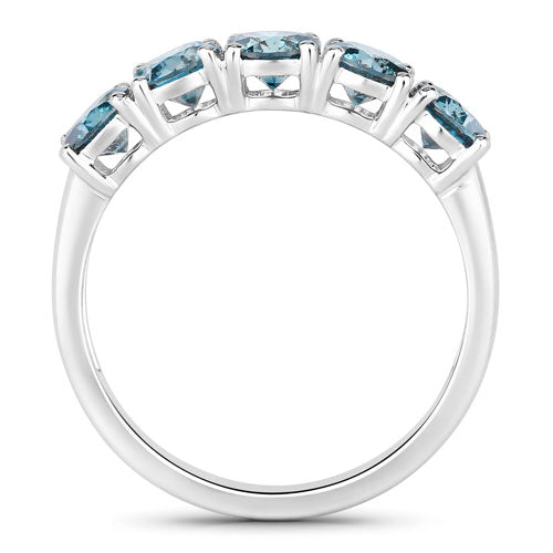 Anillo de oro blanco de 14K con diamante azul auténtico de 1,22 quilates