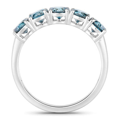 Anillo de oro blanco de 14K con diamante azul auténtico de 1,22 quilates