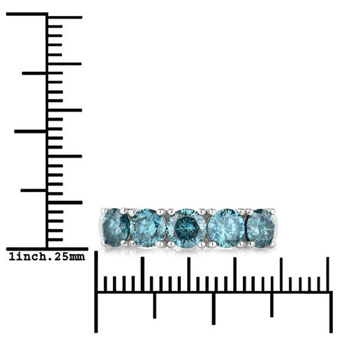 Anillo de oro blanco de 14K con diamante azul auténtico de 1,22 quilates