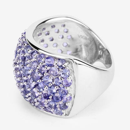 Anillo de plata de ley .925 con tanzanita auténtica de 4.22 quilates