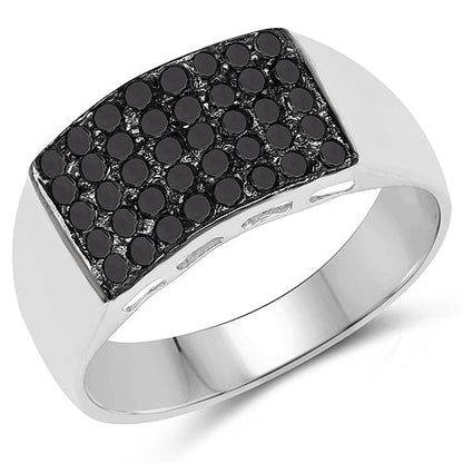 Anillo de 0.43 quilates de diamante negro auténtico de plata de ley 925