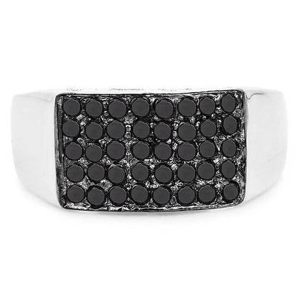 Anillo de 0.43 quilates de diamante negro auténtico de plata de ley 925