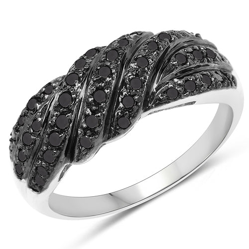 Anillo de plata esterlina .925 con diamante negro auténtico de 0.35 quilates