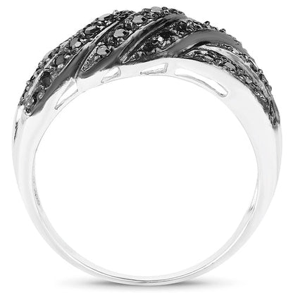 Anillo de plata esterlina .925 con diamante negro auténtico de 0.35 quilates