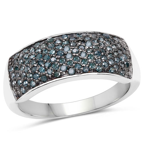 Anillo de plata de ley .925 con diamante azul genuino de 0,42 quilates