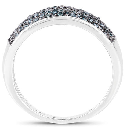 Anillo de plata de ley .925 con diamante azul genuino de 0,42 quilates