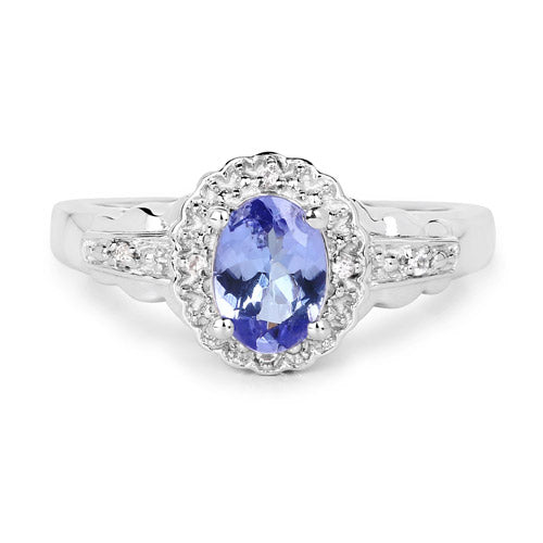 Juego de joyas de 3 piezas de plata esterlina .925 con tanzanita genuina de 2.46 quilates y topacio blanco (anillo, pendientes y colgante con cadena)