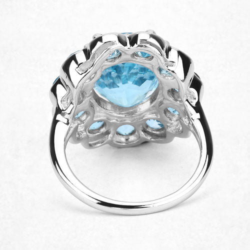 Anillo de plata de ley .925 con topacio azul suizo auténtico de 8.77 quilates