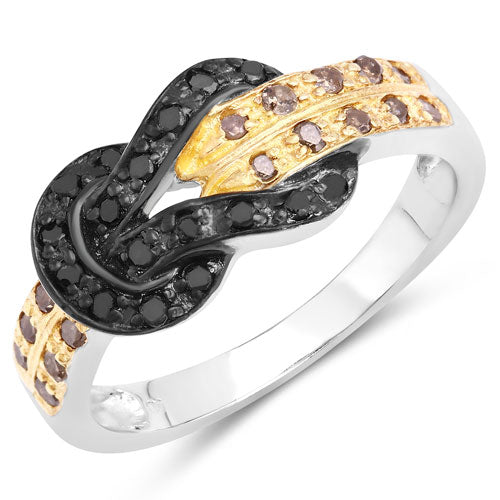 Anillo de Plata de Ley .925 con Diamantes Múltiples Genuinos de 0.32 Quilates