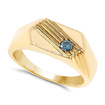 Anillo de Plata de ley .925 con Diamante Azul Genuino de 0.12 Quilates
