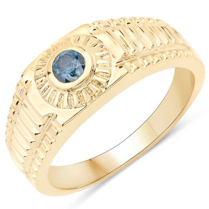 Anillo de plata de ley .925 con diamante azul auténtico de 0,20 quilates