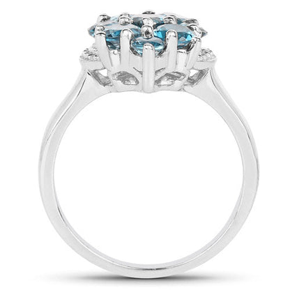Anillo de plata de ley .925 con topacio azul de Londres genuino de 2.16 quilates