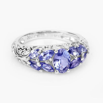 Anillo de plata de ley .925 con tanzanita genuina de 1.63 quilates