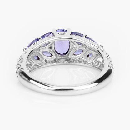 Anillo de plata de ley .925 con tanzanita genuina de 1.63 quilates