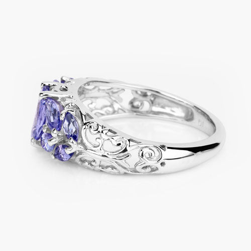 Anillo de plata de ley .925 con tanzanita genuina de 1.63 quilates