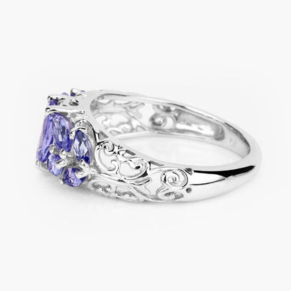 Anillo de plata de ley .925 con tanzanita genuina de 1.63 quilates