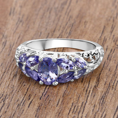 Anillo de plata de ley .925 con tanzanita genuina de 1.63 quilates