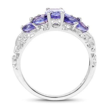 Anillo de plata de ley .925 con tanzanita genuina de 1.63 quilates
