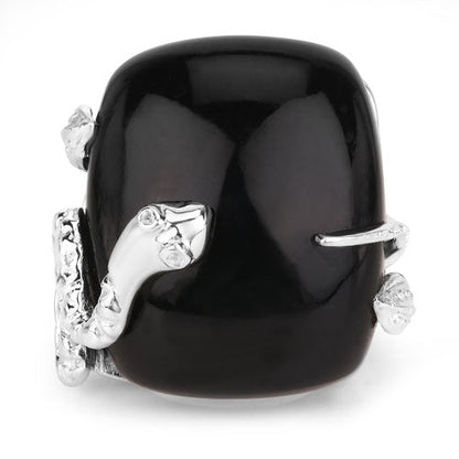 Anillo de plata de ley .925 con ónix negro auténtico de 21,04 quilates y topacio blanco