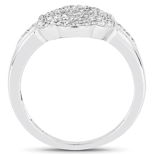 Anillo de plata de ley .925 chapado en oro amarillo de 14 quilates con diamantes blancos genuinos de 0.29 quilates