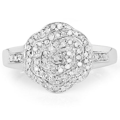 Anillo de plata de ley .925 chapado en oro amarillo de 14 quilates con diamantes blancos genuinos de 0.29 quilates