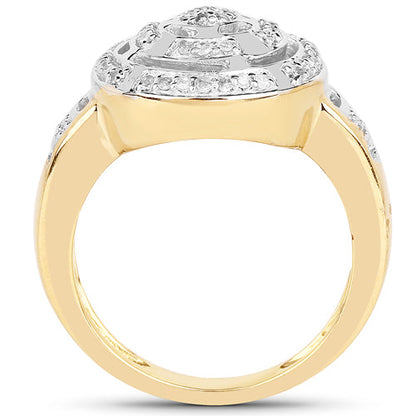 Anillo de Plata de ley .925 con baño de Oro Amarillo de 14K y Diamantes Blancos Genuinos de 0.21 Quilates