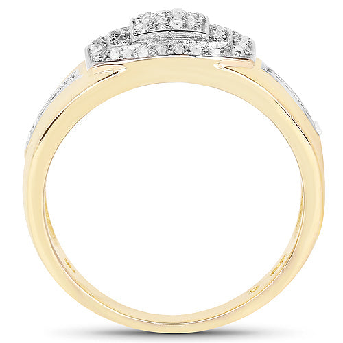 Anillo de plata de ley .925 chapado en oro amarillo de 14 quilates con diamantes blancos genuinos de 0.29 quilates
