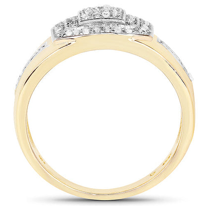 Anillo de plata de ley .925 chapado en oro amarillo de 14 quilates con diamantes blancos genuinos de 0.29 quilates
