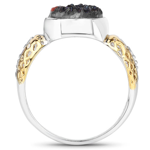 Anillo de plata de ley .925 con varias piedras preciosas de 4,74 quilates