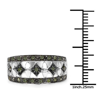 0.32 Carat Genuine Green Diamond .925 Sterling Silver Ring