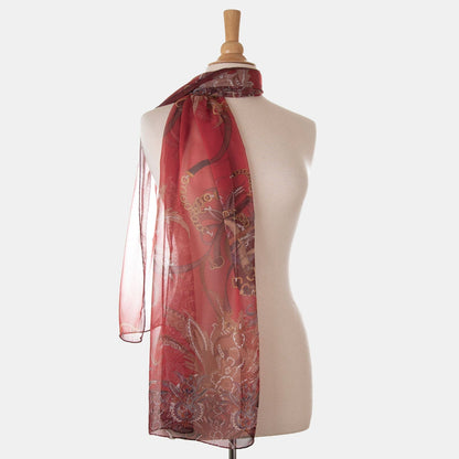 Alessandra - Long Silk Scarf - Red