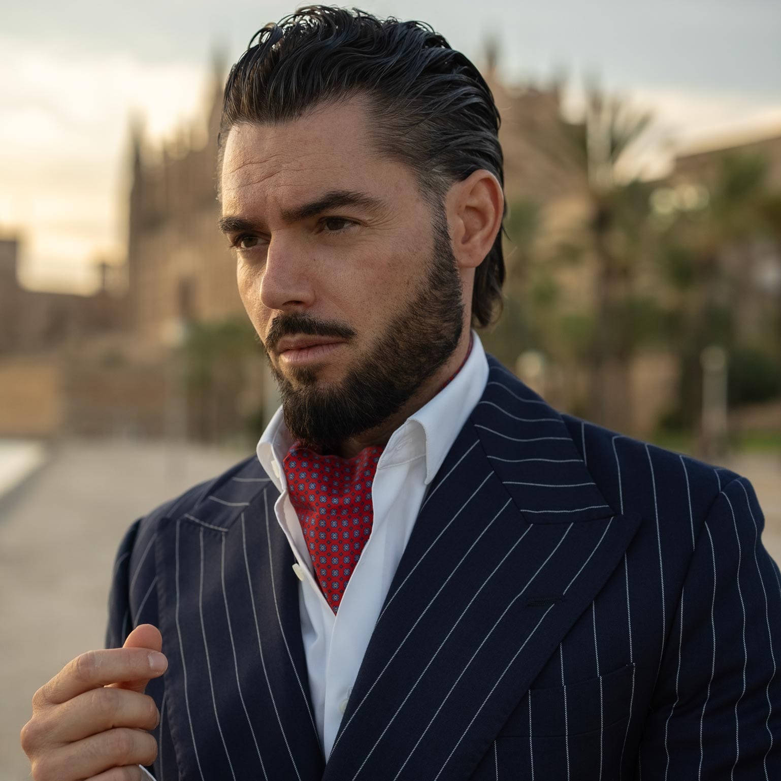 Navona - Silk Ascot Cravat Tie - Red - My Men's Shop