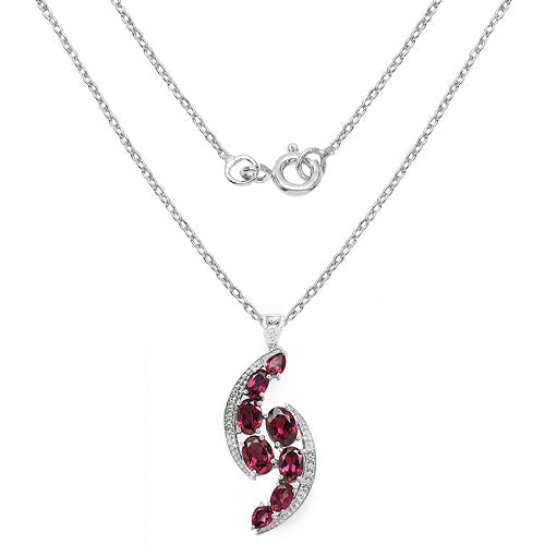 Colgante de plata esterlina .925 con rodolita y topacio blanco genuinos de 7.29 quilates