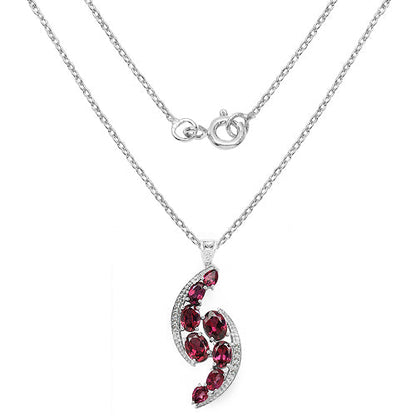 Colgante de plata esterlina .925 con rodolita y topacio blanco genuinos de 7.29 quilates