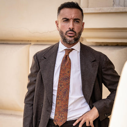 Trevi - Printed Madder Silk Tie - Ginger