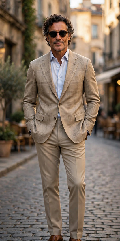 Sartorio Double-Windowpane Virgin Wool-Silk-Linen Sport Jacket