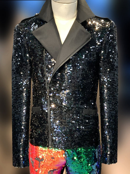 bomber sequin jacket, black - My Men's Shop