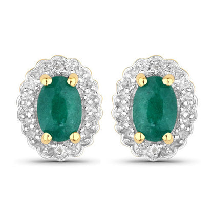 Juego de joyas de plata de ley .925 con esmeralda teñida y topacio blanco de 1,71 quilates