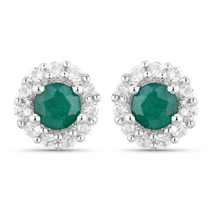 Conjunto de joyas de plata de ley .925 con esmeralda teñida y topacio blanco de 1,81 quilates