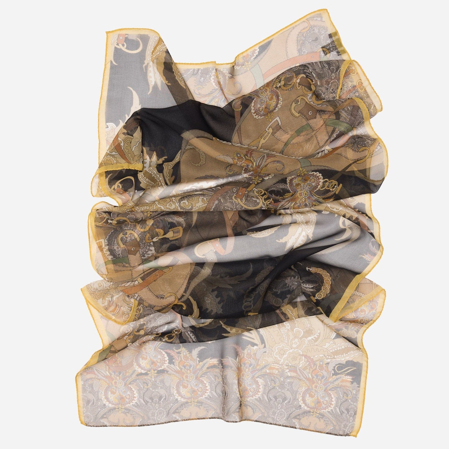 Alessandra - Long Silk Scarf - Black