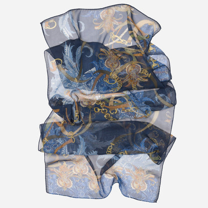 Alessandra - Long Silk Scarf - Navy - My Men's Shop