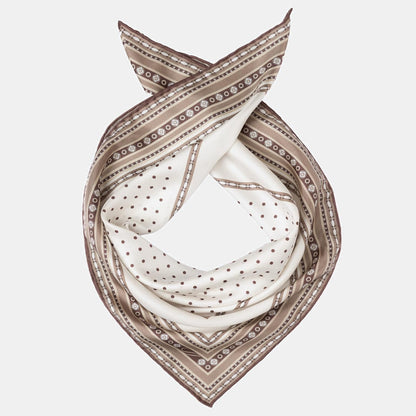 Verona - Silk Neckerchief - White & Sand - My Men's Shop