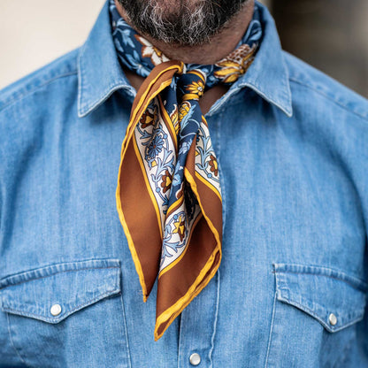 Carrara - Silk Neckerchief - Navy & Mustard - My Men's Shop