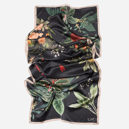 Sara - Long Silk Scarf - Black