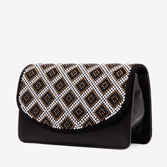 The Nampula Black Glitter Leather Handbag