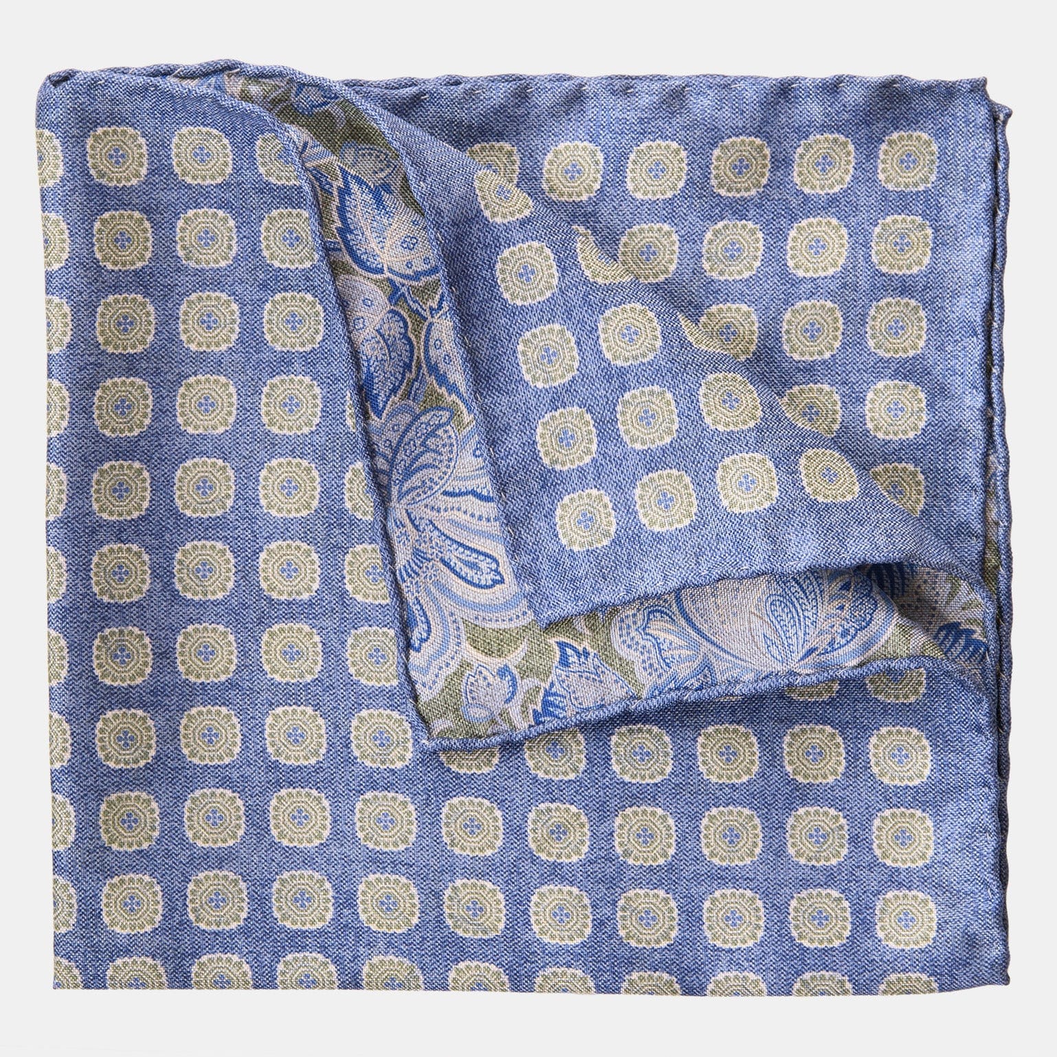 Assisi - Double Sided Silk Pocket Square - Sky Blue - My Men's Shop