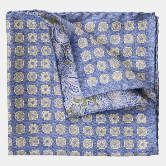 Assisi - Double Sided Silk Pocket Square - Sky Blue - My Men's Shop
